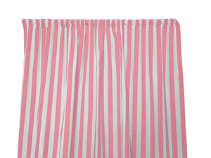Cotton Curtain Stripe Print 58 Inch Wide / 1 Inch Stripe Pink and White