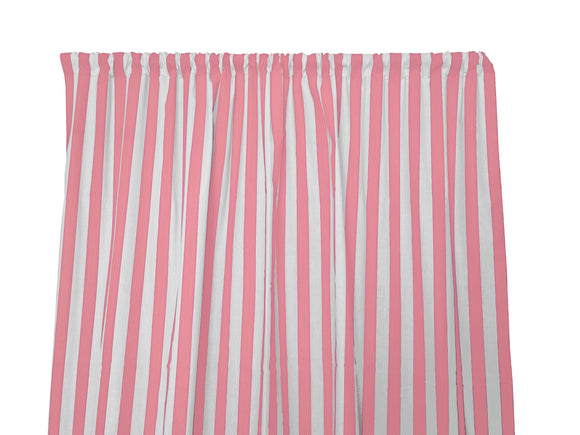 Cotton Curtain Stripe Print 58 Inch Wide / 1 Inch Stripe Pink and White