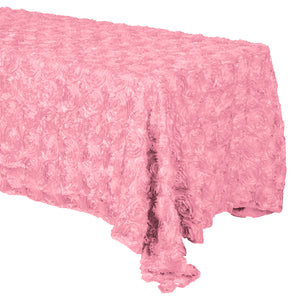 Satin Rosette 3D Pop-Up Floral Tablecloth Pink