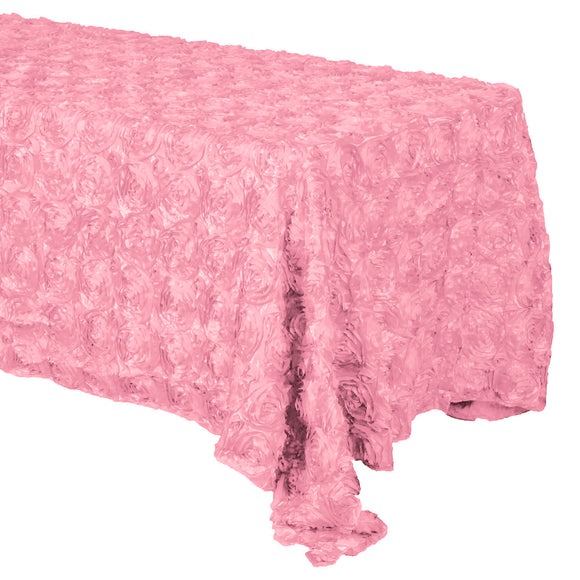 Satin Rosette 3D Pop-Up Floral Tablecloth Pink