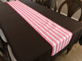 Cotton Print Table Runner 1 Inch Wide Stripes Pink