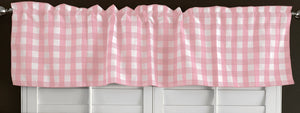 Poplin Gingham Checkered Window Valance 58" Wide Pink