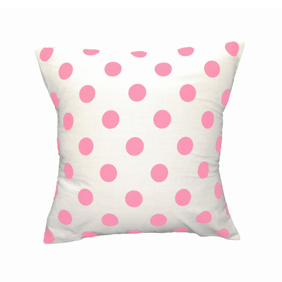 Cotton Polka Dots Decorative Throw Pillow/Sham Cushion Cover Pink On White