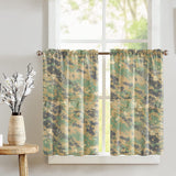 Cotton Camouflage Print Café Tier Curtains Window Treatment Kitchen Home Décor