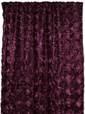 Satin Rosette 3D Pop up Flower Single Curtain Panel 54 Inch Wide - Plum