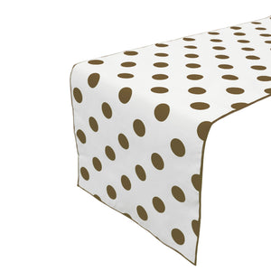 Cotton Print Table Runner Polka Dots Brown on White