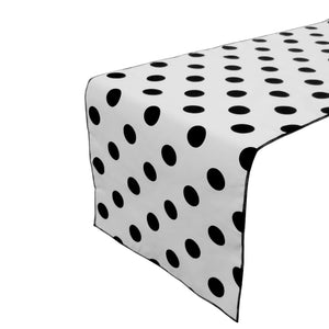 Cotton Print Table Runner Polka Dots Black on White