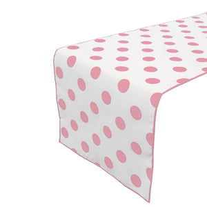 Cotton Print Table Runner Polka Dots Pink on White