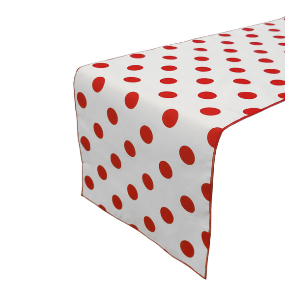 Cotton Print Table Runner Polka Dots Red on White