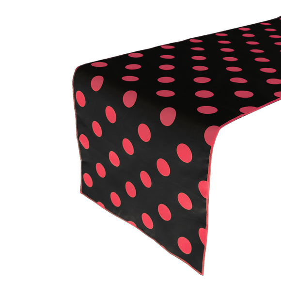 Cotton Print Table Runner Polka Dots Red on Black
