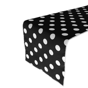 Cotton Print Table Runner Polka Dots White on Black