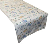 Cotton Print Table Runner Animal Print Puppies Chasing Ball and Bone Blue on White