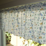 Cotton Window Valance Animal Print 58 Inch Wide Puppies Chase Ball and Bone Blue on White