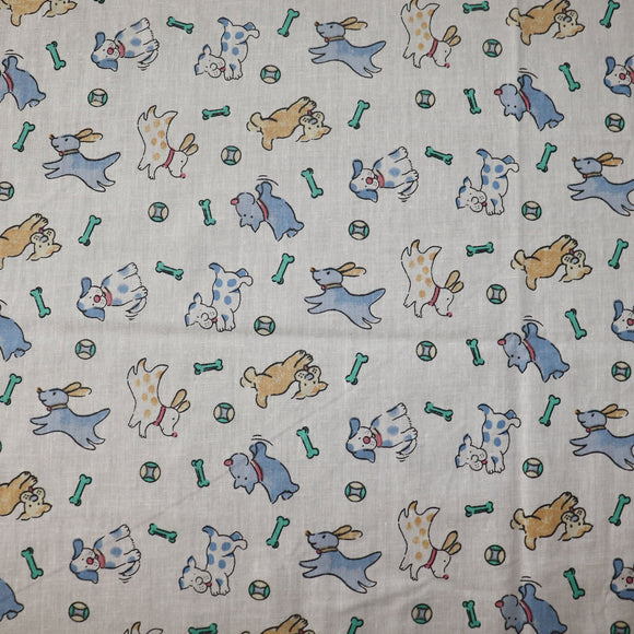 Poly-Cotton Playful Puppies Prints Fabric 58