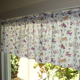 Cotton Window Valance Animal Print 58 Inch Wide Puppies Chase Ball and Bone Purple on White