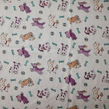 Poly-Cotton Playful Puppies Prints Fabric 58" Wide by 180"(5-Yards) for Arts, Crafts, & Sewing