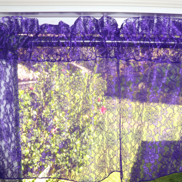 Floral Lace Window Valance 58 Inch Wide Purple