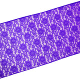 Light Weight Floral Sheer Lace Table Runner / Wedding Table Top Décor (Pack of 8) Purple