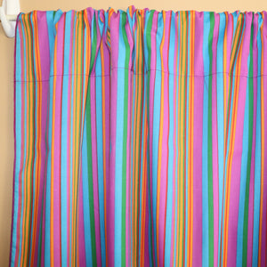Cotton Curtain Stripe Print 58 Inch Wide / Multi Stripe - Purple Blue