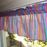 Cotton Window Valance Stripe Print 58 Inch Wide / Multi Stripes Purple Blue