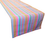 Cotton Print Table Runner Multi Stripes Purple Blue