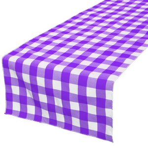 Poplin Table Runner Gingham Checkered Purple