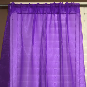 Sheer Tinted Organza Solid Single Curtain Panel 58 Inch Wide Purple