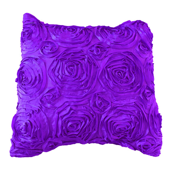 Satin Rosette Decorative Throw Pillow/Sham Cushion Cover Purple