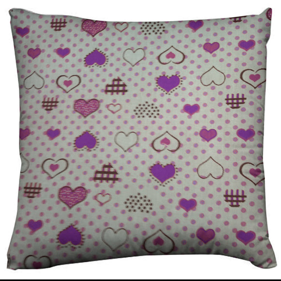 Hearts and Dots Floral Print Decorative Cotton Throw Pillow/Sham Cushion Cover Purple