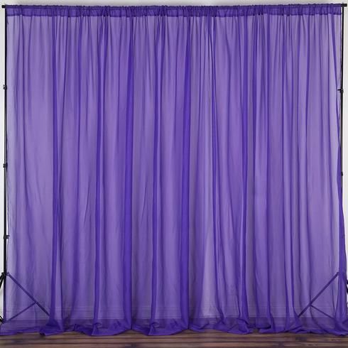 Sheer Chiffon Curtain Panel 58 Inch Wide Window Treatment Purple