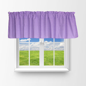 Cotton 1/8th Inch Small Gingham Checkered Window Valance 58" Wide Purple