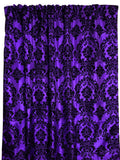 Flocking Damask Taffeta Window Curtain 56 Inch Wide - Purple