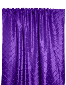 Pintuck Taffeta Cross Stitch Pattern Single Curtain Panel 54 Inch Wide Purple
