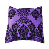 Flocked Damask Decorative Throw Pillow/Sham Cushion Cover Black on Purple