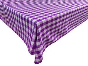 Polyester Poplin Gaberdine Durable Tablecloth Gingham Checkered Plaid Purple
