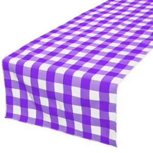 Cotton Print Table Runner Gingham Checkered - Purple