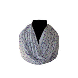 Cotton Blend Infinity Scarf Small Flowers Allover Print