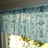Cotton Window Valance Floral Print 58 Inch Wide Quilting Pattern Floral Hearts and Butterfly Blue