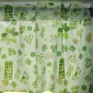 Cotton Window Valance Floral Print 58 Inch Wide Quilting Pattern Floral Hearts and Butterfly - Green