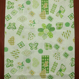 Cotton Print Table Runner Floral Quilting Pattern Flowers Hearts and Butterfly Green