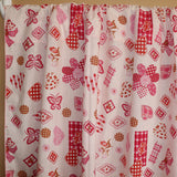 Cotton Curtain Floral Print 58 Inch Wide Quilting Pattern Floral Hearts and Butterfly Red
