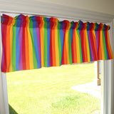 Cotton Window Valance Stripe Print 58 Inch Wide / 1 Inch Stripe Rainbow