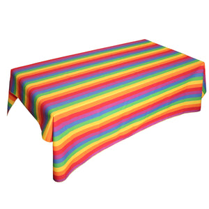 Cotton Tablecloth Stripes Print / 1 Inch Wide Stripe Rainbow