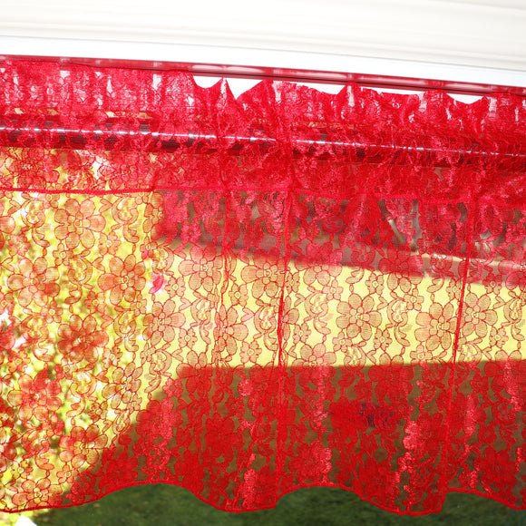 Floral Lace Window Valance 58 Inch Wide Red