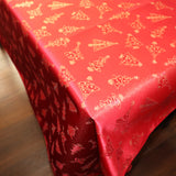 Heavy Brocade Shiny Christmas Tablecloth Christmas Trees Red