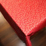 Heavy Brocade Shiny Christmas Tablecloth Candy Canes Red
