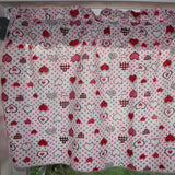 Cotton Window Valance Floral Print 58 Inch Wide Hearts and Dots Red