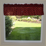 Cotton Window Valance Checkered Print 58" Wide Racecar 1 Inch Checkerboard Red and Black