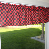 Cotton Window Valance Checkered Print 58" Wide Racecar 1 Inch Checkerboard Red and Black