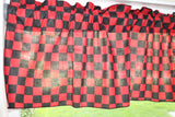 Cotton Window Valance Checkered Print 58" Wide Racecar 1 Inch Checkerboard Red and Black